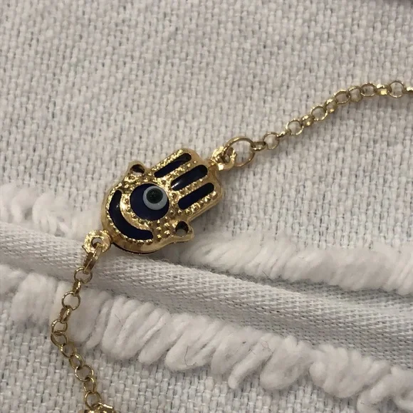 Solid 14k gold Hamsa evil eyes protection yellow gold bracelet.NEW
Stamp:585/14K - Picture 7 of 9